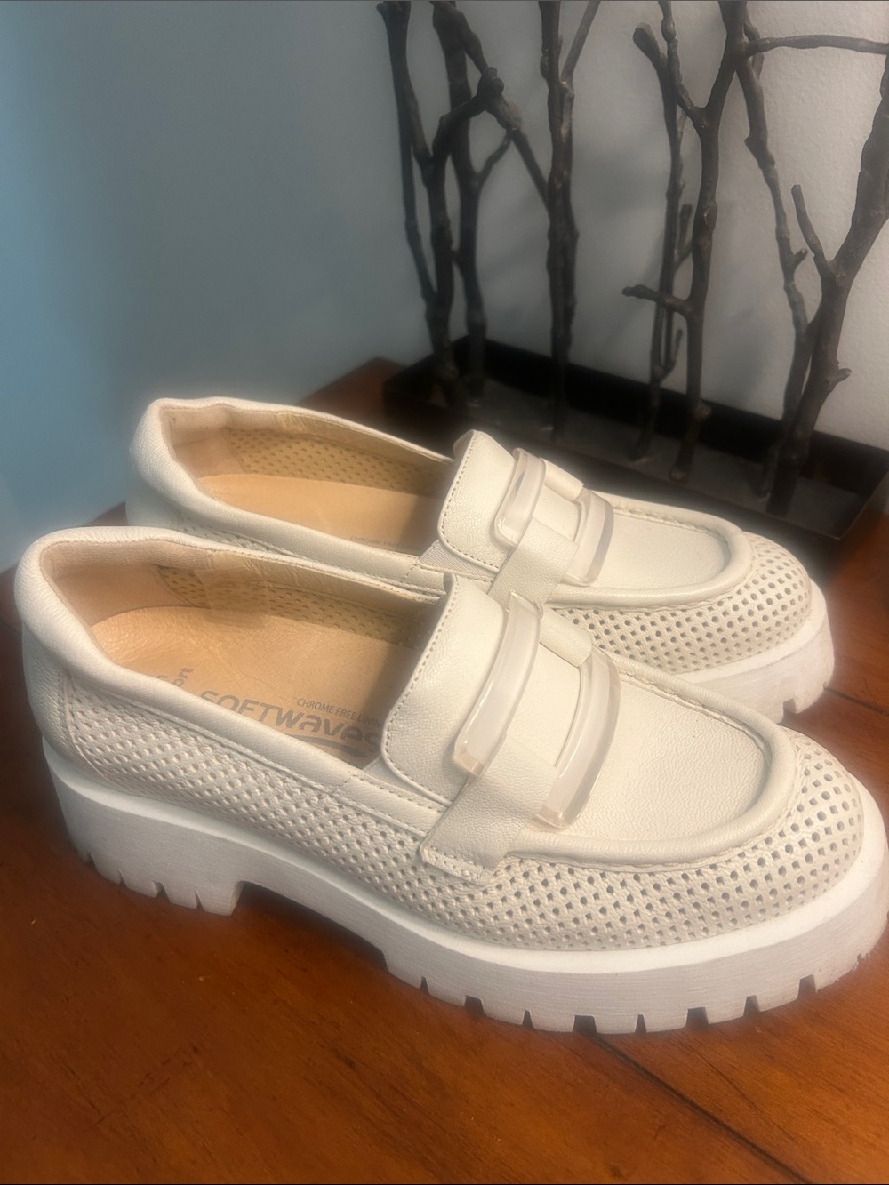 White Women's Chunky Penny Loafers